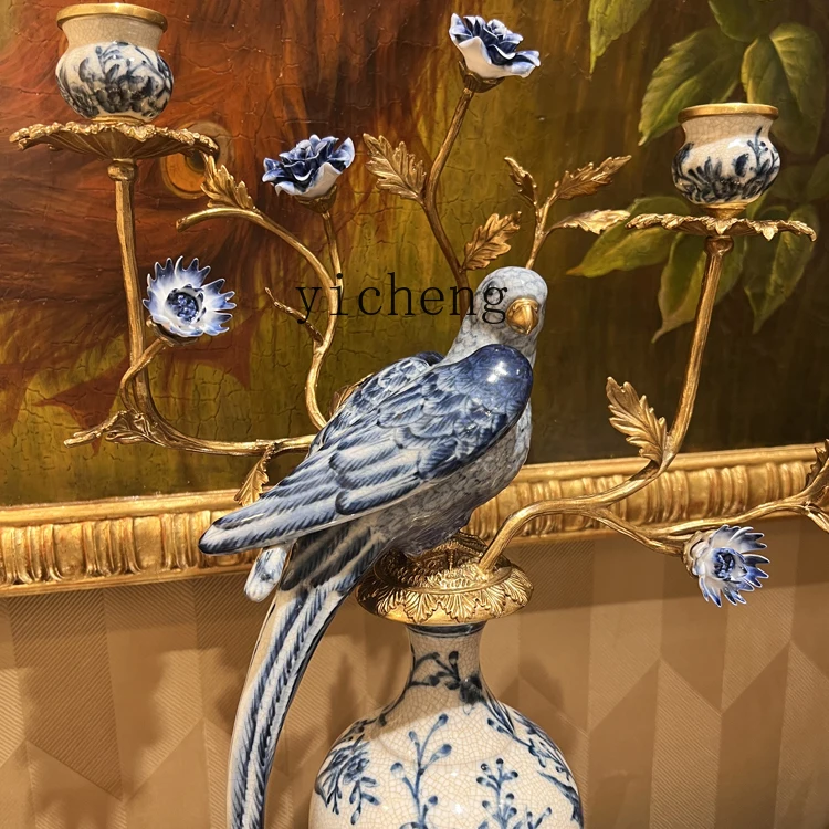 L7-10  Chinese style art ceramic decorative candlestick villa desktop ornament