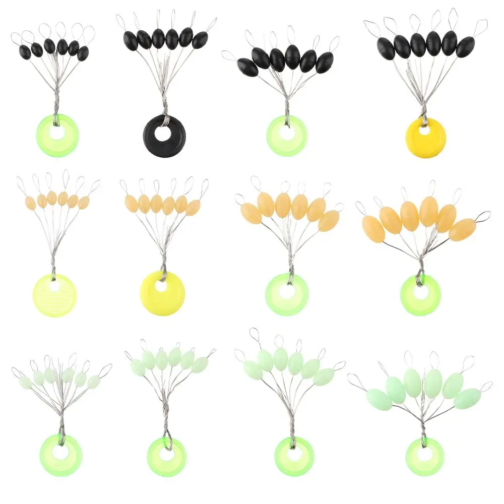 60pcs(10 Groups) Vislijn 6-20# Carp Line Stopper Luminous Space Beans Fishing Accessories Rubber Float Catfish Flotador