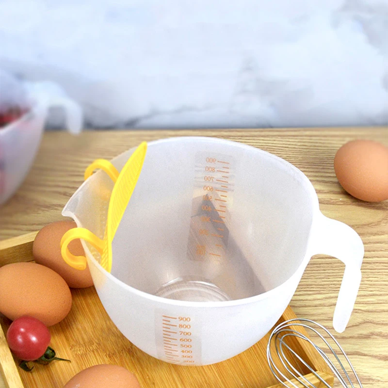 Baking Tool Metering Cup Scale line Egg Belt filter Beater Cup 1 liter large capacity meter Measuring Cup Kitchen Tools