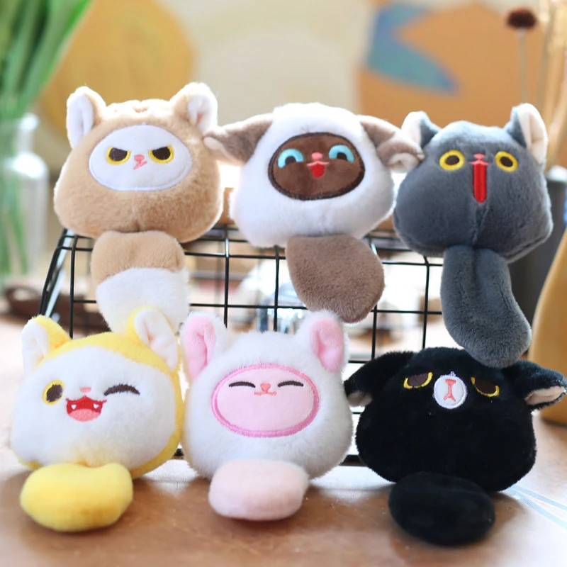 Cute Cat Keychain Pendant Brinquedos de boneca de pelúcia Big Tail Keyring Encantos de mochila Decoração de saco Brinquedos para crianças 1Pc