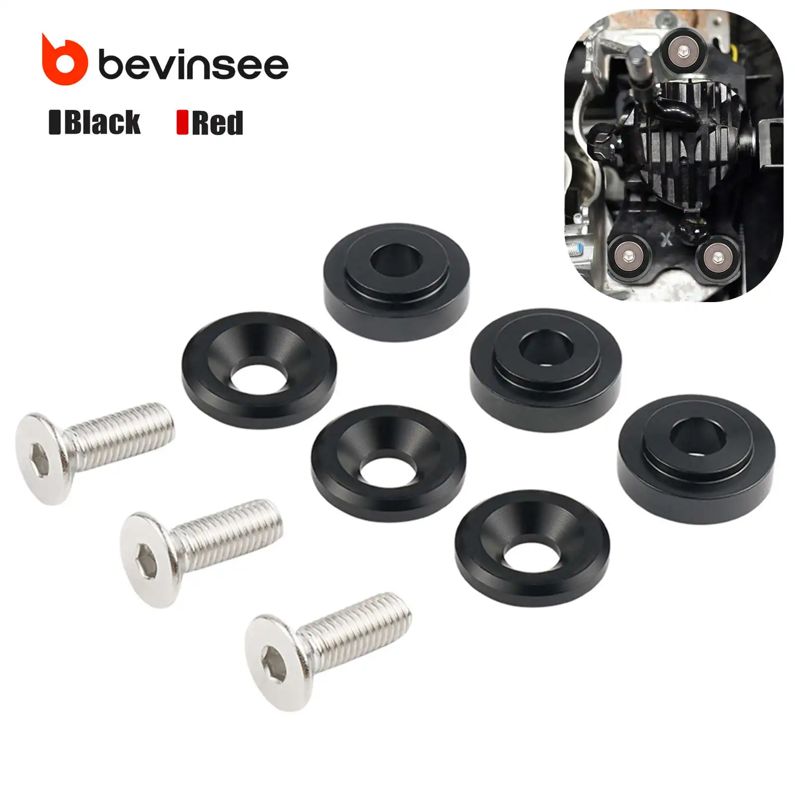

BEVINSEE Aluminum Upper & Lower Shifter Base Bushings for Honda Civic 8th Gen 2006-2011, Car Accessories