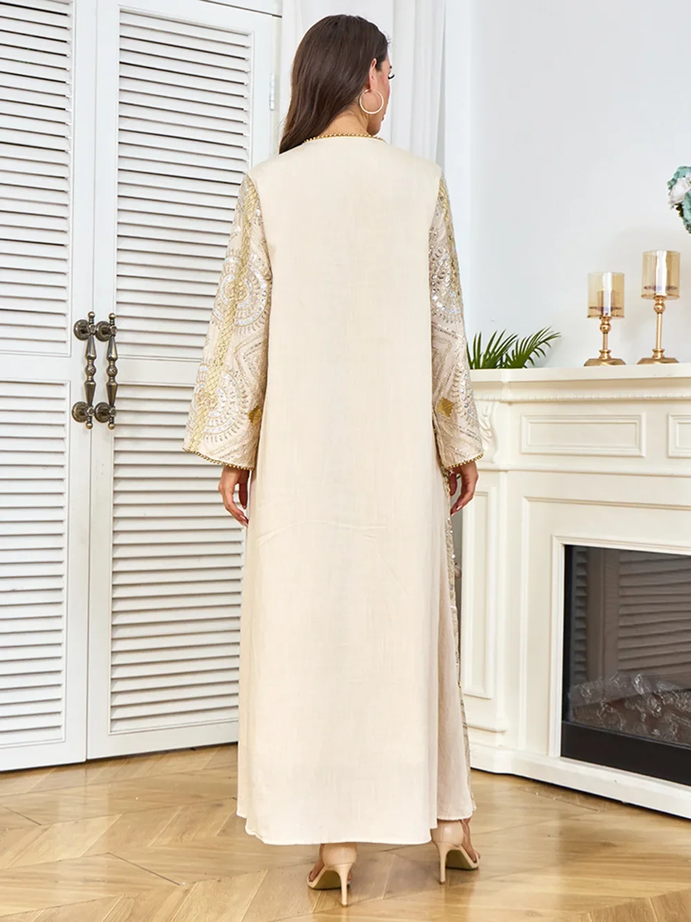 Eid Abaya femmes Robe musulmane Jalabiya paillettes robes Largos fête Caftan Ramadan robes longues dubaï caftan Robe arabe 2025