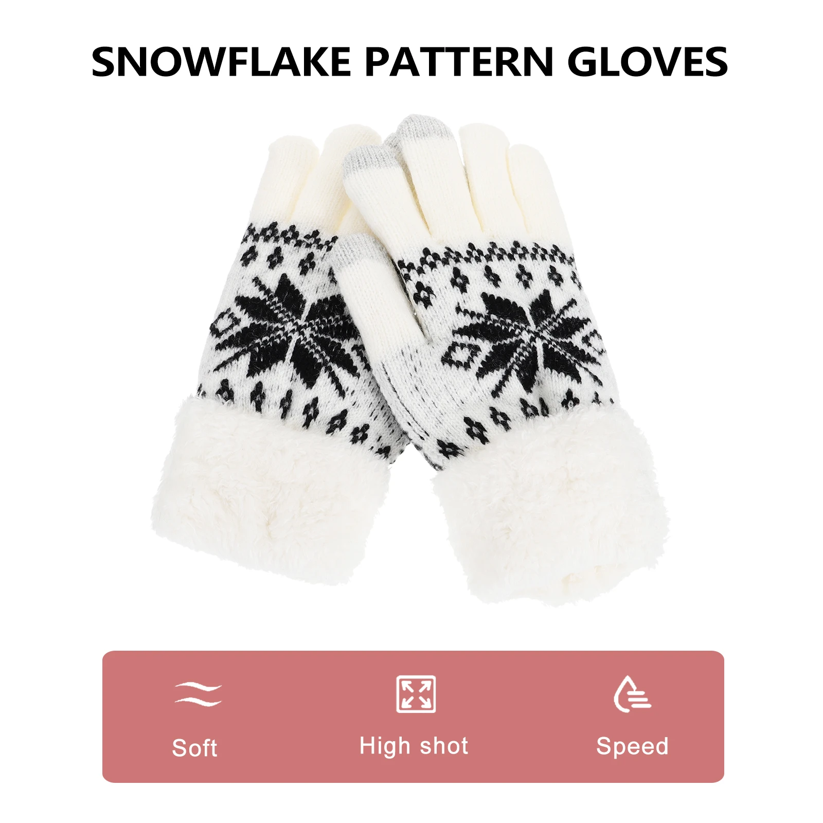 1 زوج الإبداعية ندفة الثلج نمط قفازات الحياكة شتاء دافئ رشاقته شاشة تعمل باللمس حجم واحد قفازات نمط ندفة الثلج #6
