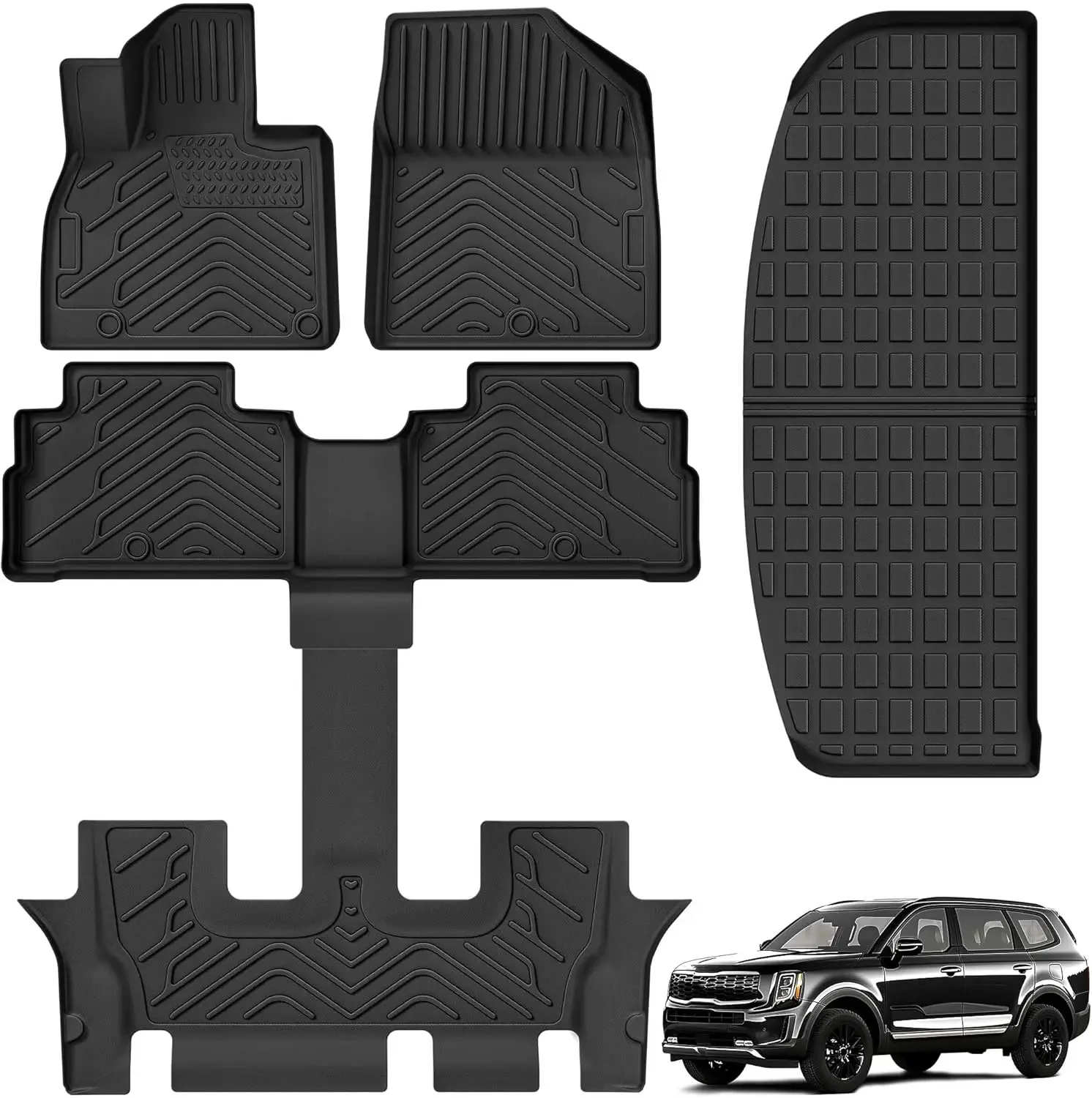 

5Pcs Heavy Duty TPE Floor Mats Waterproof Automotive Liners Compatible for Telluride 2020-2023