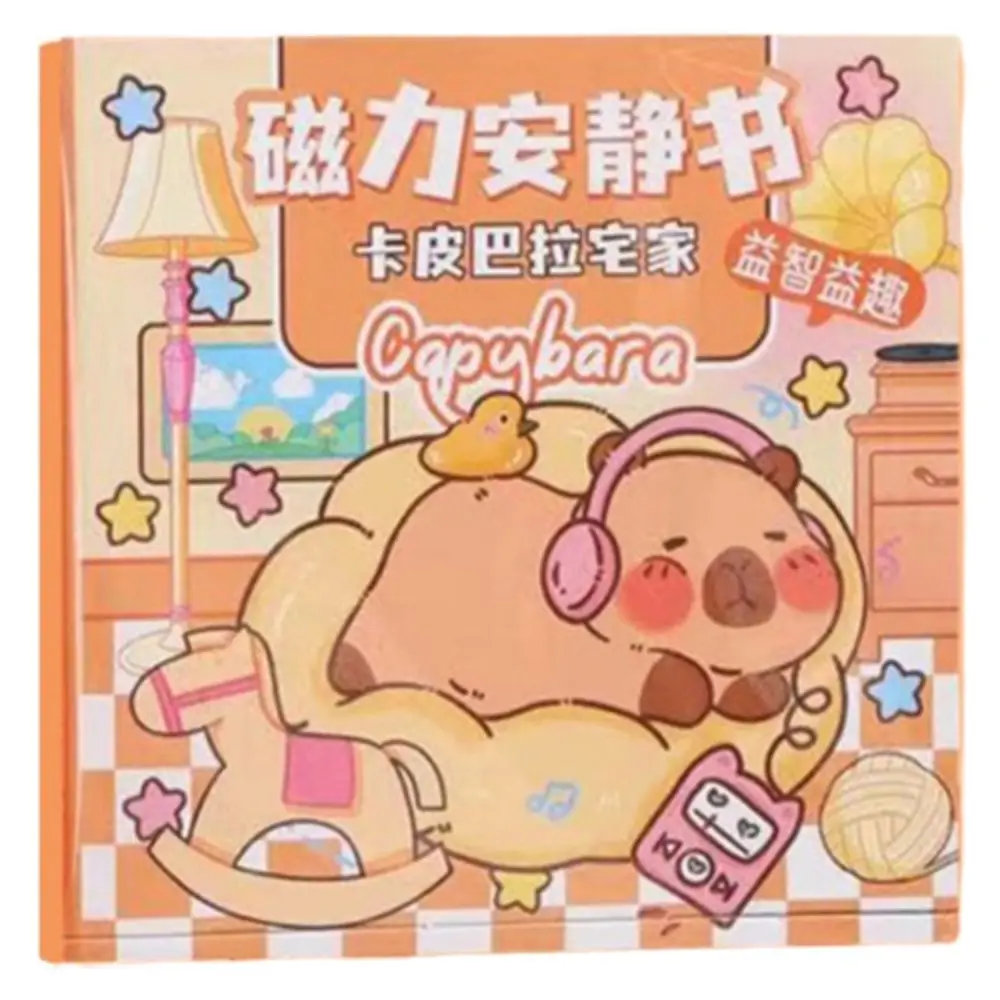 Kawaii Handmade Magnetic Quiet book Paper Cartoon Capybara Sticker Book Toy 3D DIY Kids Busy Book Toy Girls