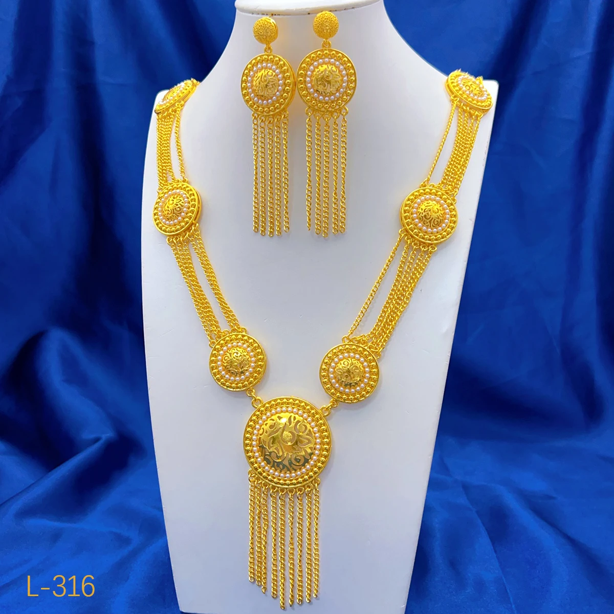 

New Dubai 24K Gold Color Jewelry Sets Wedding African Necklace Earrings For Women Nigerian Indian Bridal 2PCS Set Party Gifts