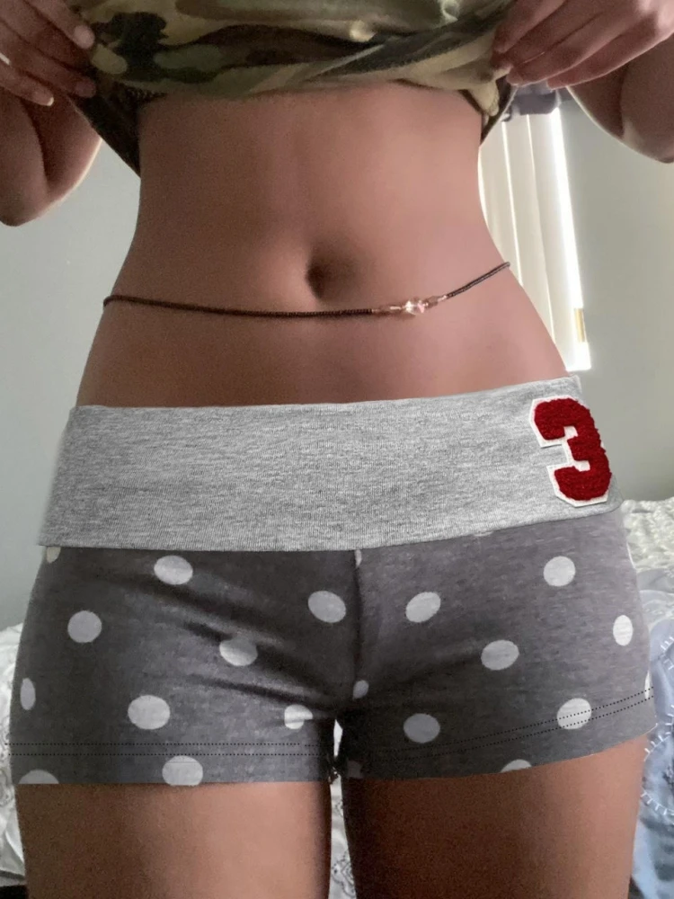

Dot Print Womens Shorts Low Rise Booty Shorts Flocking Pantalones Cortos De Mujer Slim Fit Short Pants Ropa De Mujer Streetwear