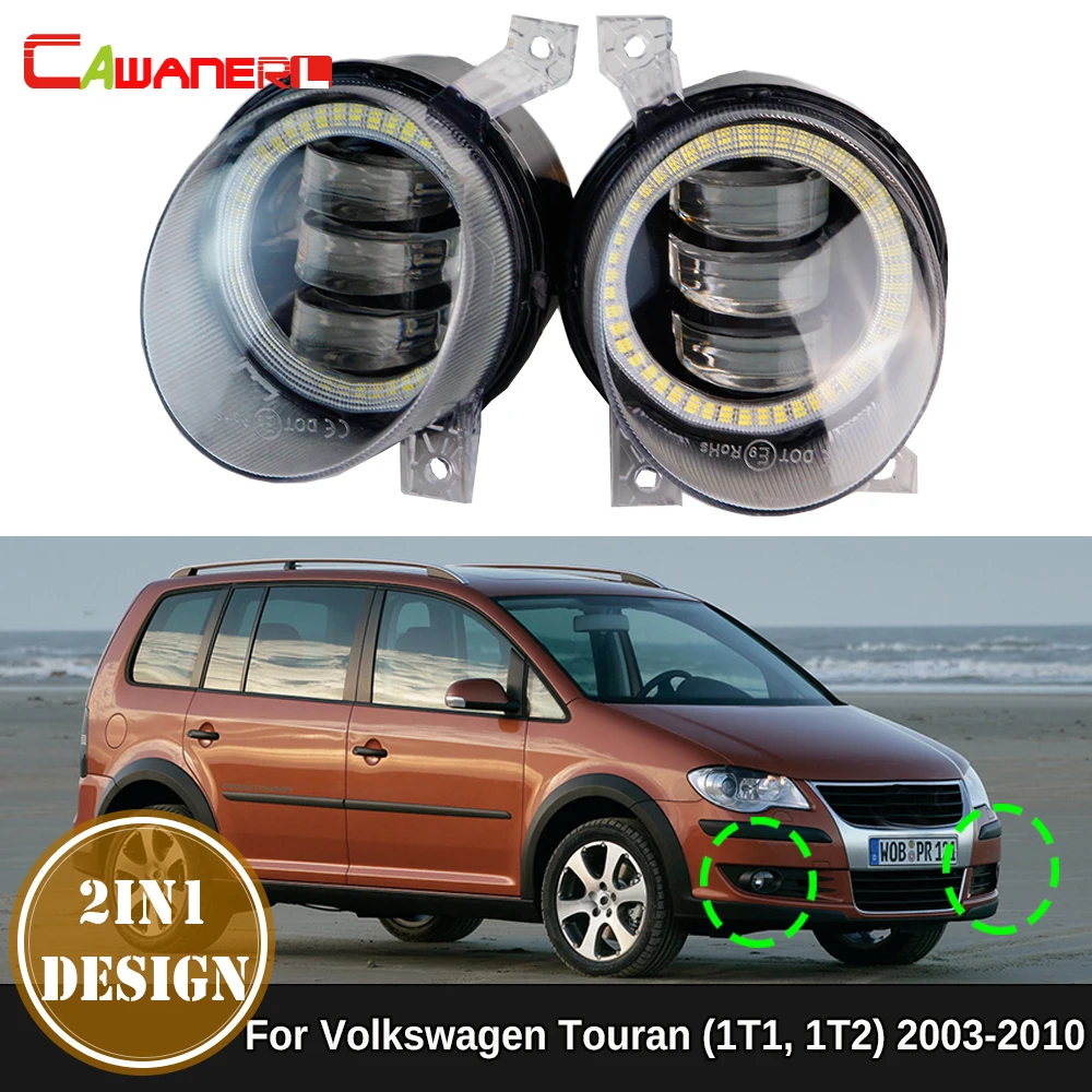 Samochodowe prawe + lewe światło przeciwmgielne LED Canbus Angel Eye DRL do jazdy dziennej 1 para do VW Volkswagen Touran (1T1, 1T2) 2003-2010