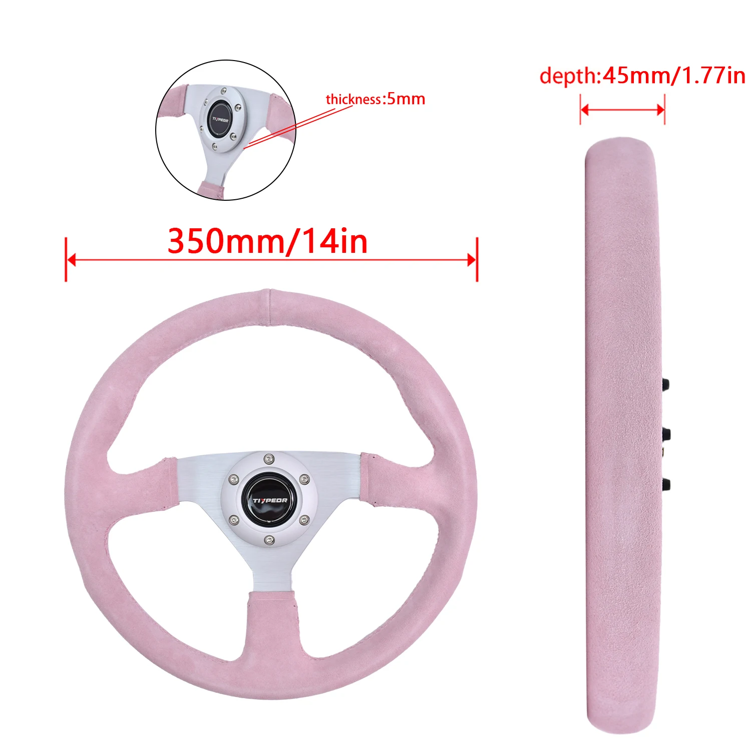 TIYPEOR 380MM Sanded Black Interior Leather High-Quality General Motors Steering Wheel Brand New - Image 4