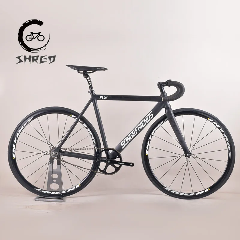 

700C Fixie Bike 48/52/55CM Single Speed Road Fixed Gear Bicycle Track Commuter Bike Alu Frame Carbon Fork Flat Spokes Wheelsets