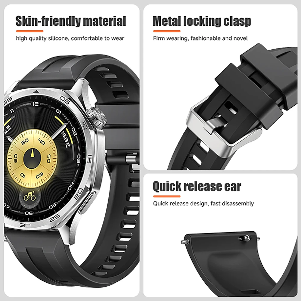 Bracelet en Silicone d'origine 18mm 22mm pour Huawei montre GT6 Pro GT 6 46/41mm bracelet de montre intelligente pour Huawei montre 5/GT5 Pro 46/42mm ceinture