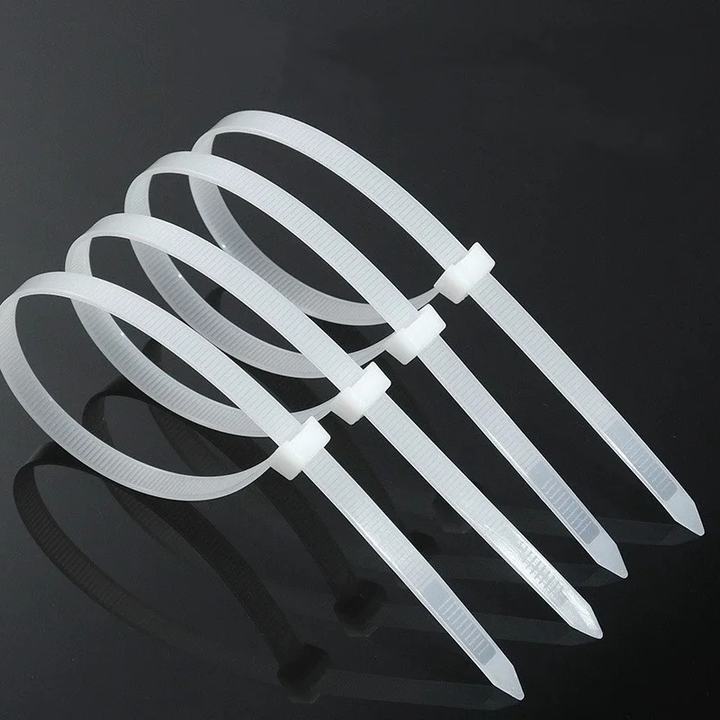 100PCS Self-locking Plastic Nylon Tie white Fastening Strap Cable-Tie-Set For Home & Office Cord Management