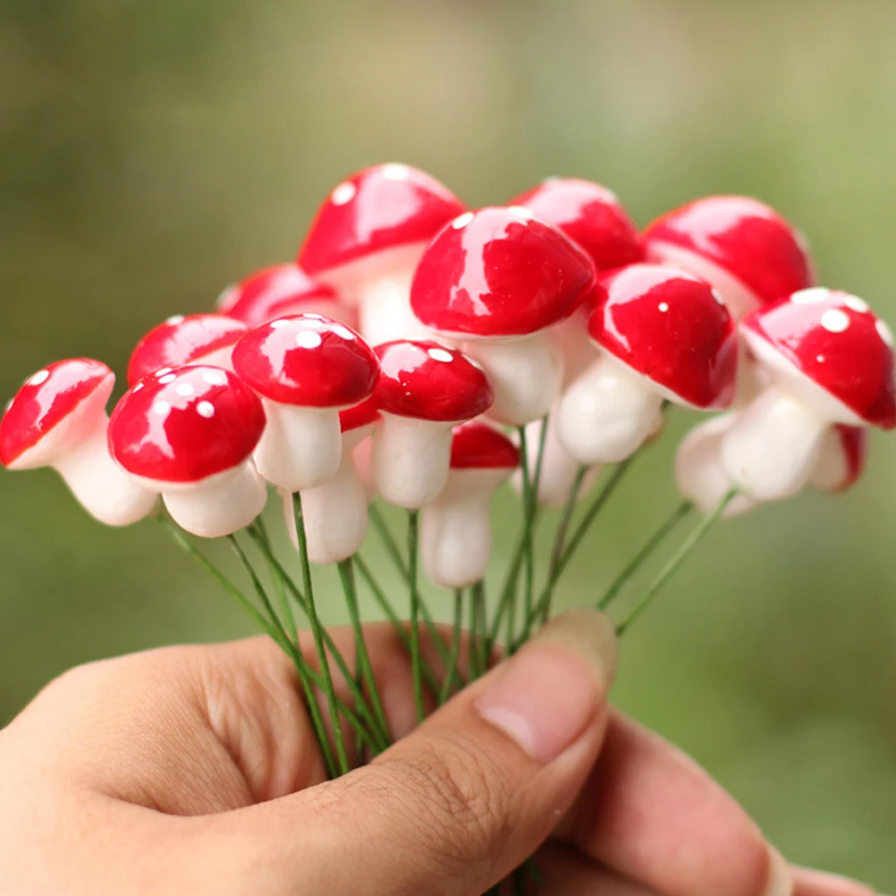 

40pcs Diy Moss Micro Landscape Decor Creative Mushroom Ornament Home Party Decoration Red Size L Craft Gift Mushroom Micro