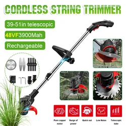 Cortacésped eléctrico inalámbrico recargable, herramienta de jardín con 2 baterías, 1280W