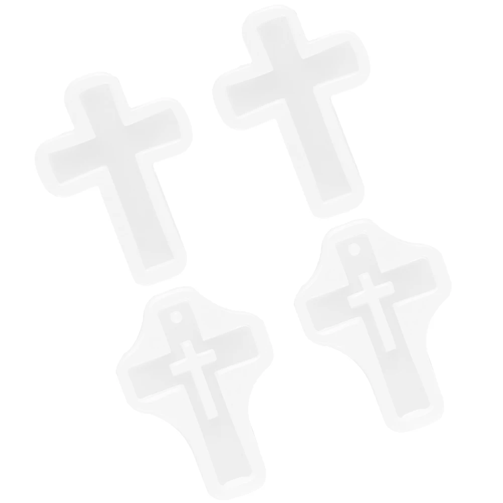 

4 Pcs Epoxy Silicone Mold for Resin Pendant DIY Crafts White Cross Shape Jewelry Making Pendant Earrings Keychain Accessories