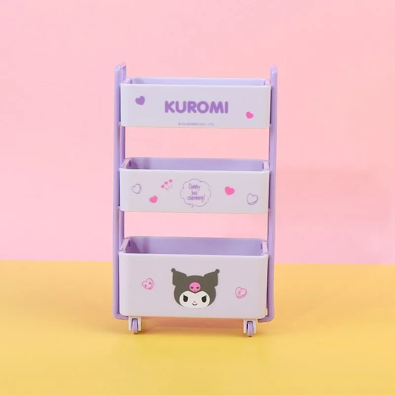 Sanrio New  Hello Kitty Kuromi My Melody Cinnamoroll  Storage Rack Mini Desktop Decorations Cute Trolley Fashion Gifts for Girls