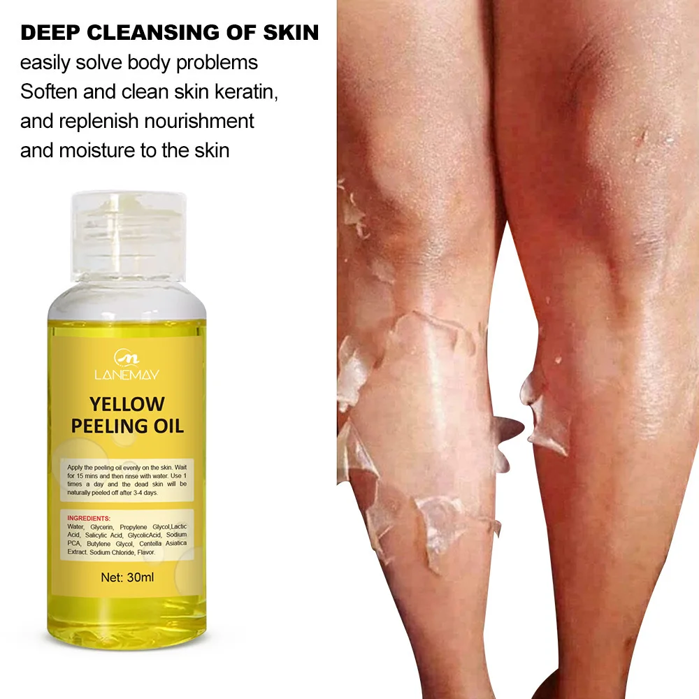 Body Care Exfoliating Yellow Peeling Oil 100% Organic Bleaching Dark Skin Serum Dark Knuckles Fast Whitening Korean Cosmetics