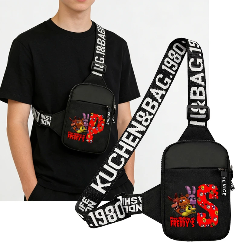 ファイブナイツアットフレディーズ メンズ チェストパック 文字A-Z ボーイズ クロスボディバッグ アニメゲーム トラベル ショルダーバッグ アウトドア ランニング スマホポーチ