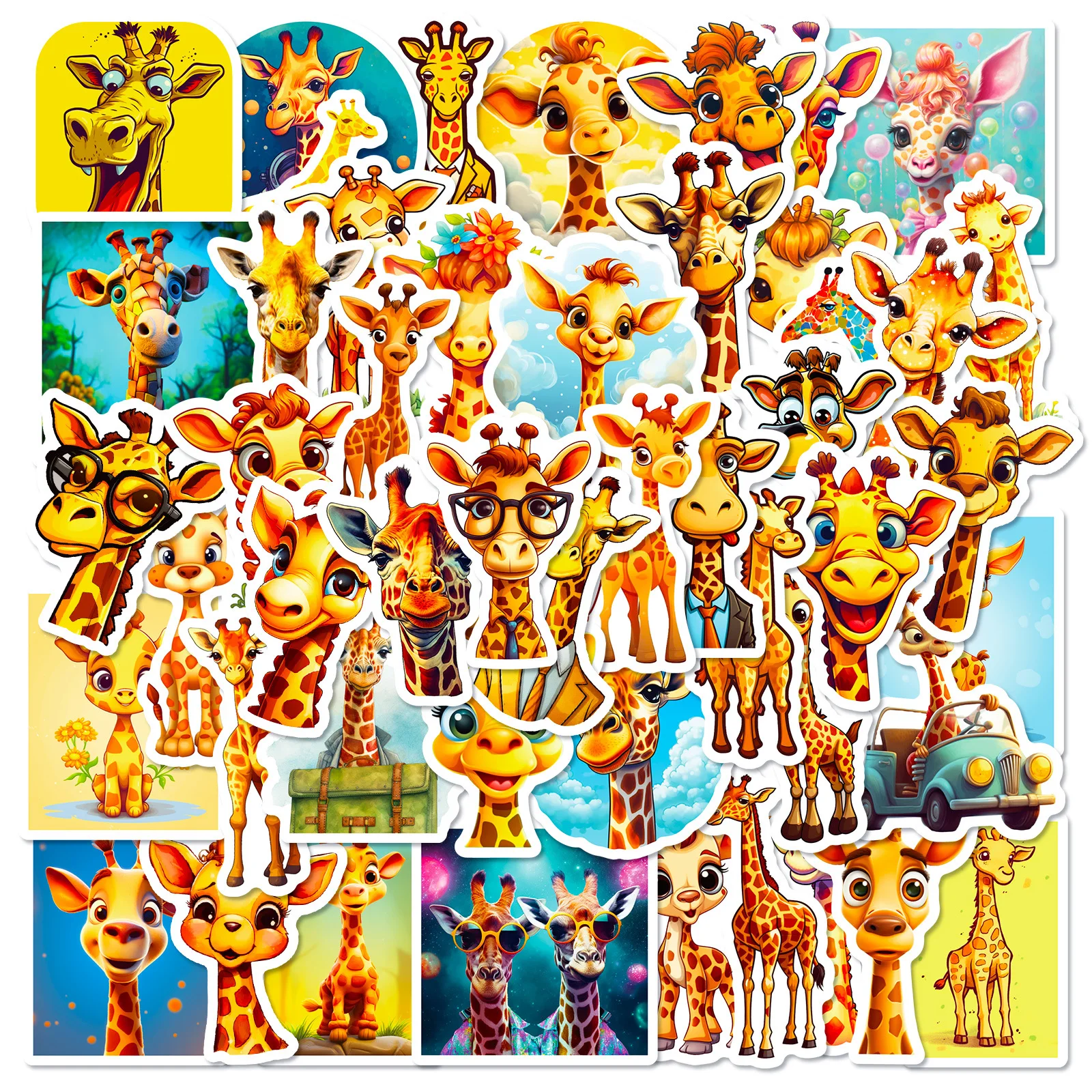 10/30/50PCS Cartoon Animal Giraffe Baby Sticker Cute Waterproof Graffiti Decal Kids Toy Decorative Stationery Box Thermos Cup