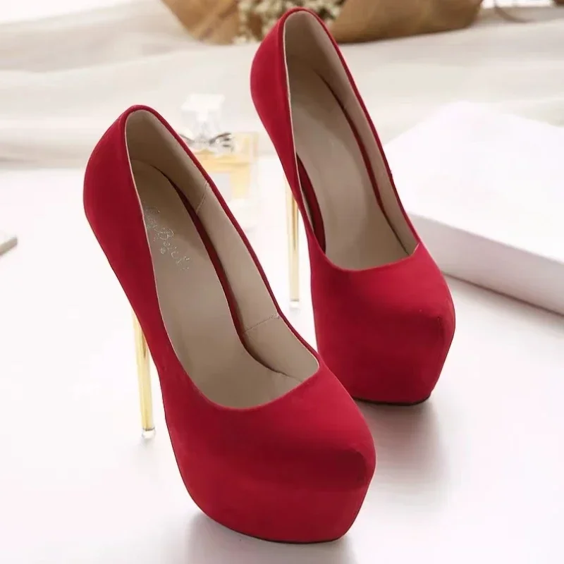 Fashionable Round Toe Shallow Mouth New Super High Heels Summer Sexy Elegant Banquet Wedding Stiletto Women\'s Shoes NO:601