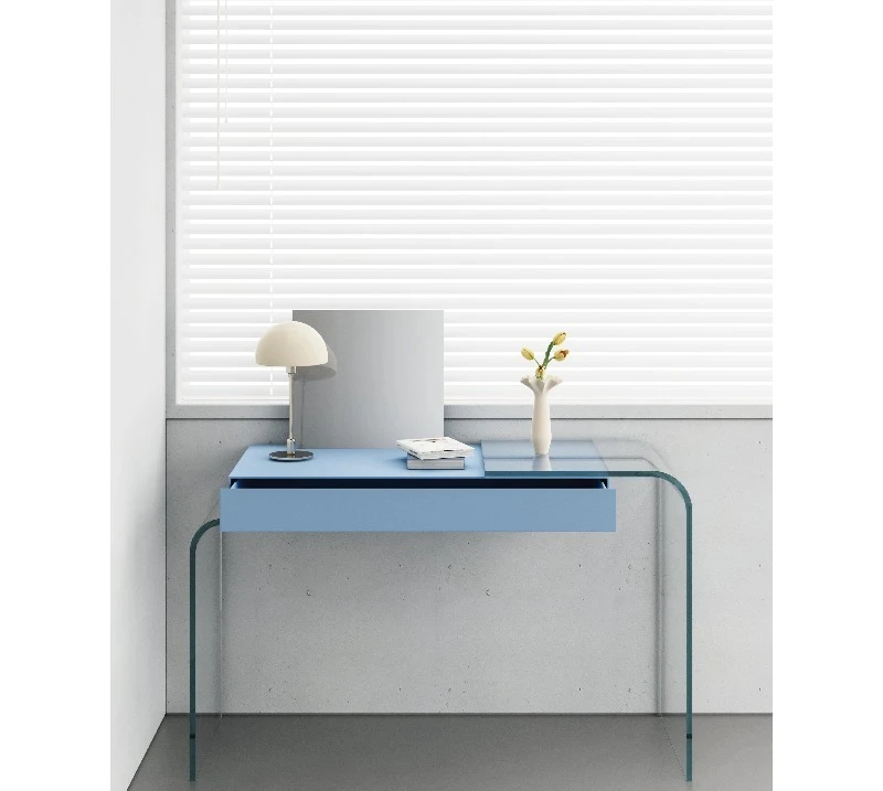 

Italian minimalist glass dresser bedroom premium makeup table with drawers and mirror
