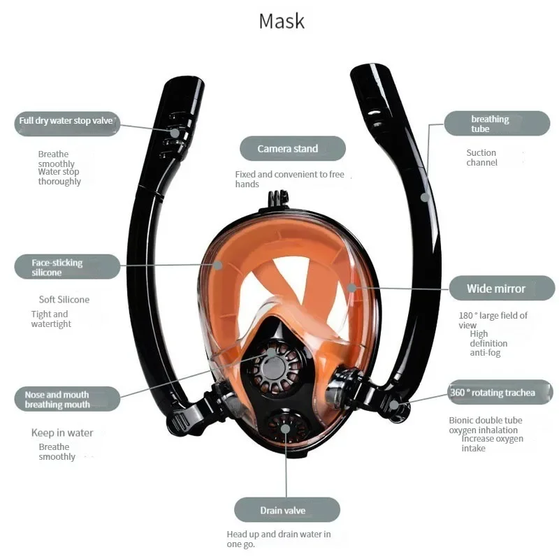 Submersible respirator portable underwater supplies waterproof mask 1L oxygen cylinder equipment