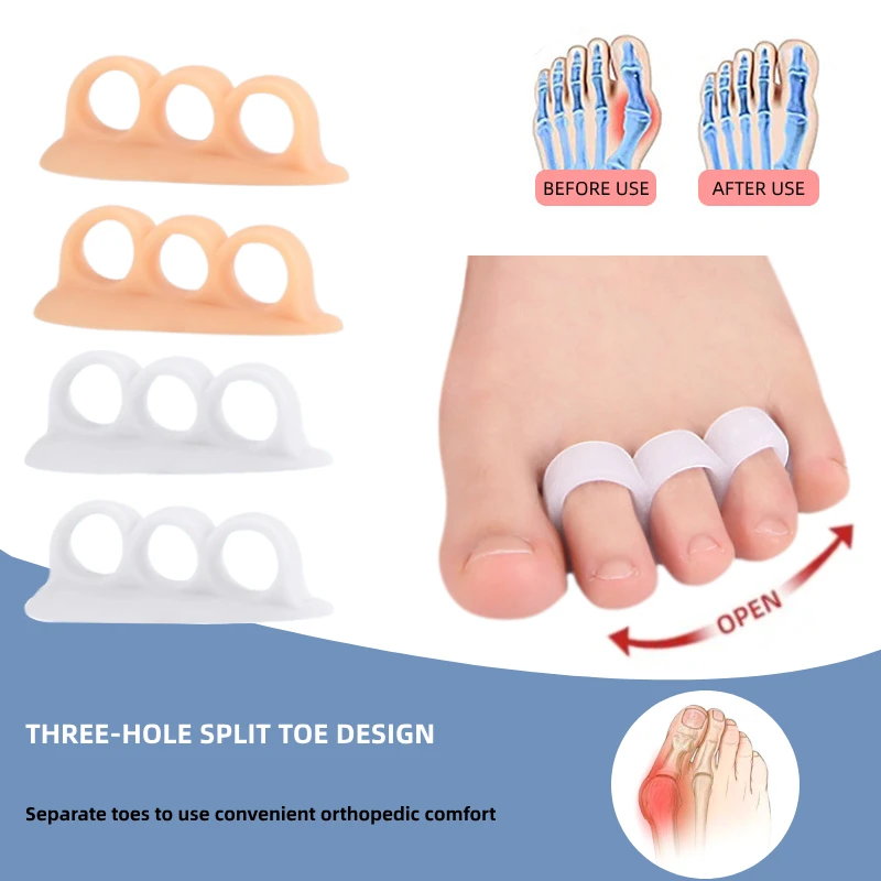 2pieces=1pair Silicone Bunion Adjuster Feet Care Corrector Orthopedic Supplie Separators Hammer Toe Splitter Gel Support Pads