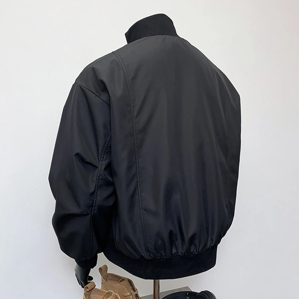 

Men's Lightweight Casual Outerwear with Stand Collar and Zipper Loose Fit Windproof Coat Designed for Comfortable Daily Wear