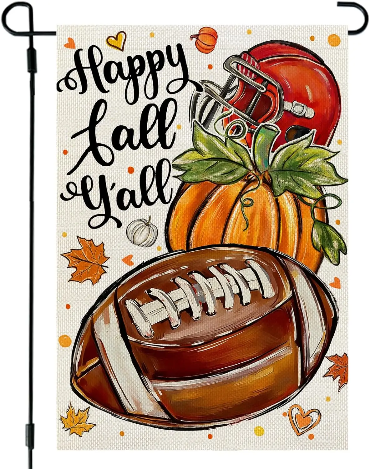 Happy Fall Y'all Football Garden Flag 12 x 18 Inch Double Sided Pumpkin Helmet Fall Outdoor Yard Decor for Porch Patio L yyi