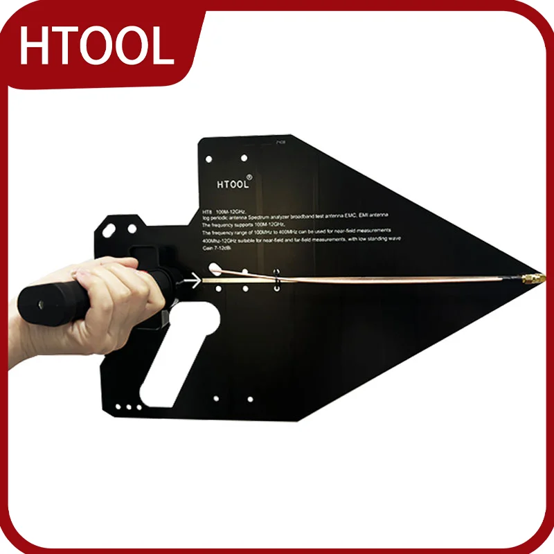 

HT8 HTOOL Logarithmic Periodic Antenna at 0.1 12GHz, High Gain 7 12dBi (typical) VSWR ≤ 2, SMA Male Handheld PCB Antenna