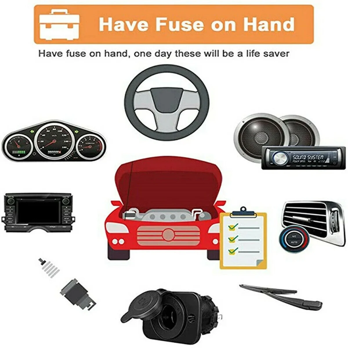 ABNH 300 pièces Kit d'assortiment de fusibles à lame de voiture Auto camion automobile moyen petit fusible mixte fusible de Circuit de moto avec boîte