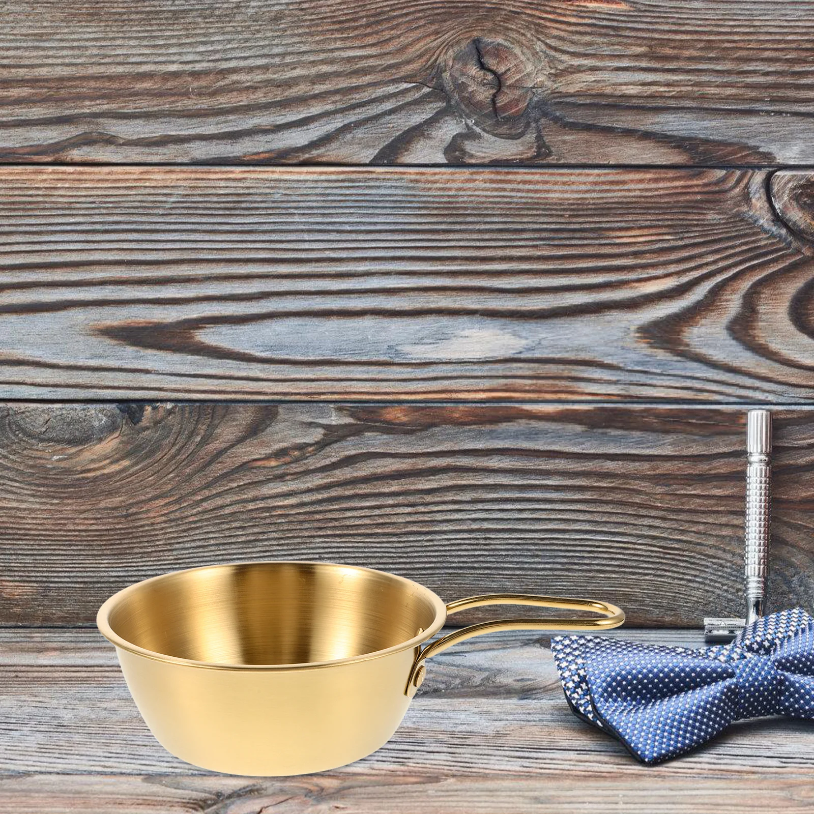 Männer Creme Schüssel Edelstahl Gold Griff Schäumen Schüssel Für Bart Rasieren Reise Rasiermesser Pinsel Halter Nass Rasieren Becher