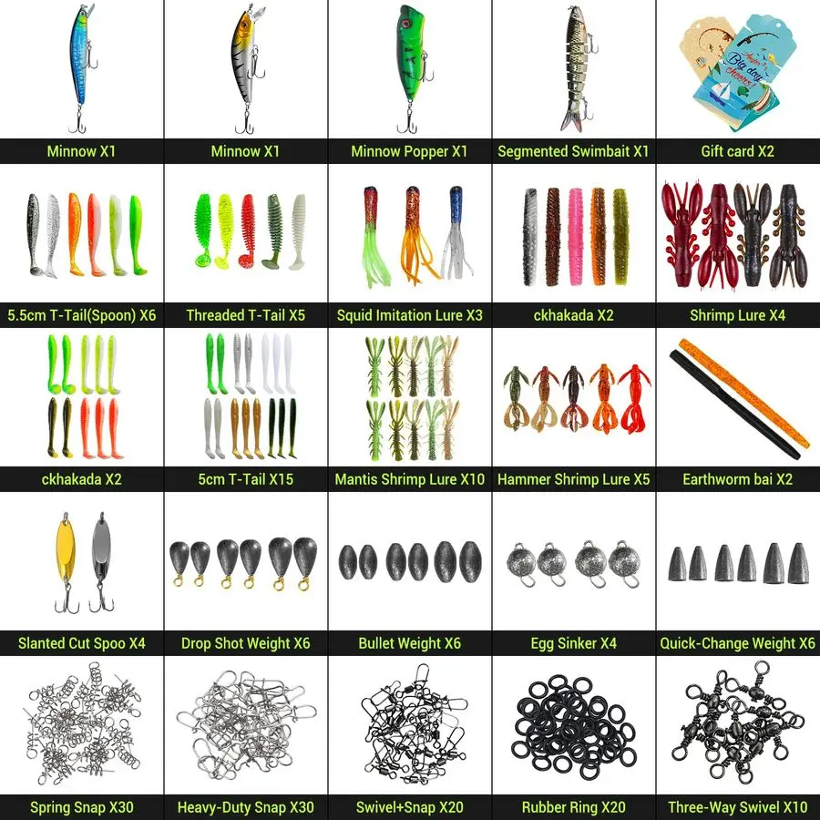 صندوق أدوات صيد الأسماك بطبقات، مجموعة معدات صيد الأسماك 605 قطعة مع طُعم، مجموعة أدوات صغيرة تحتوي على مشبك، مزيل الخطاف، ذو طيات، ملحقات، #2
