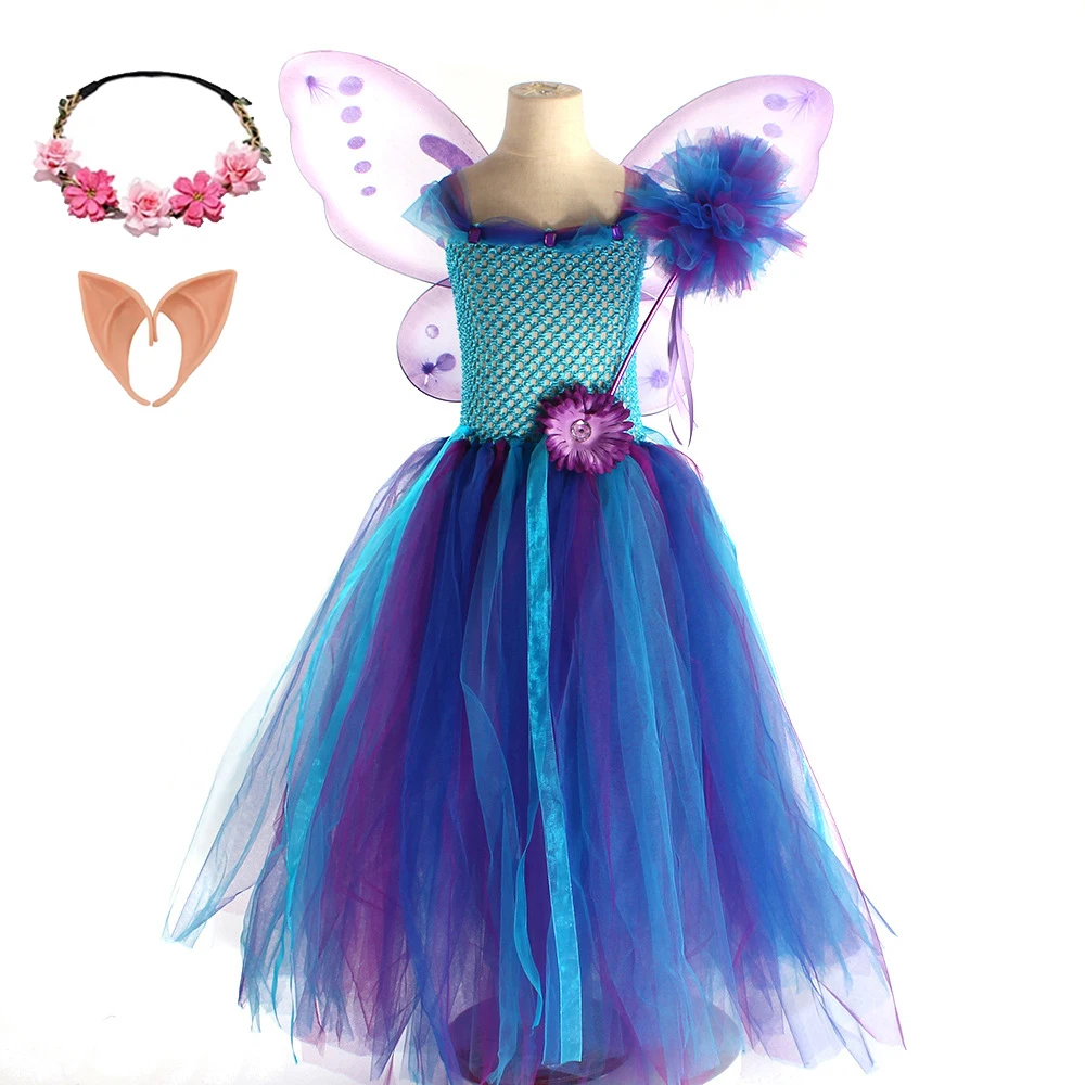 

Костюм лесной феи для девочек, осеннее платье лесной нимфы пикси, платье-пачка на Хэллоуин, день рождения, нарядное платье