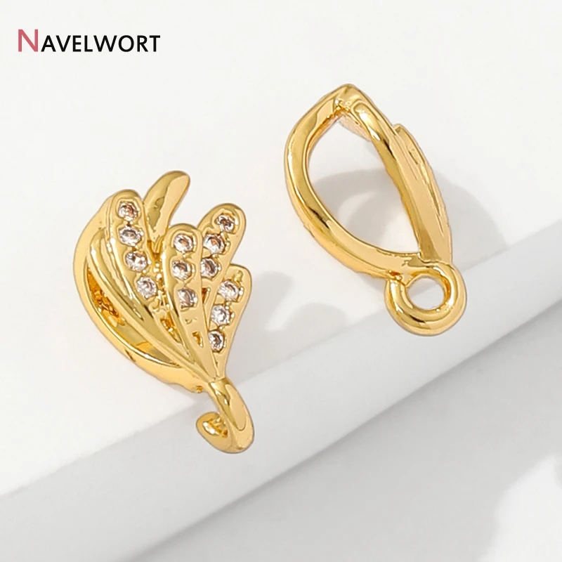 Clip de sujeción para colgante de latón chapado en oro de 18K con circonita, engaste de circonita para colgante, materiales para fabricación de joyas, engaste para joyería