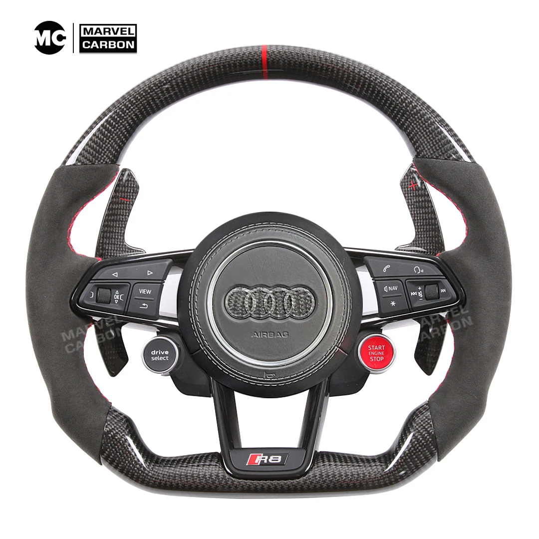 100% REAL CARBON FIBER STEERING WHEEL COMPATIBLE WITH Audi  TT，TTRS，R8