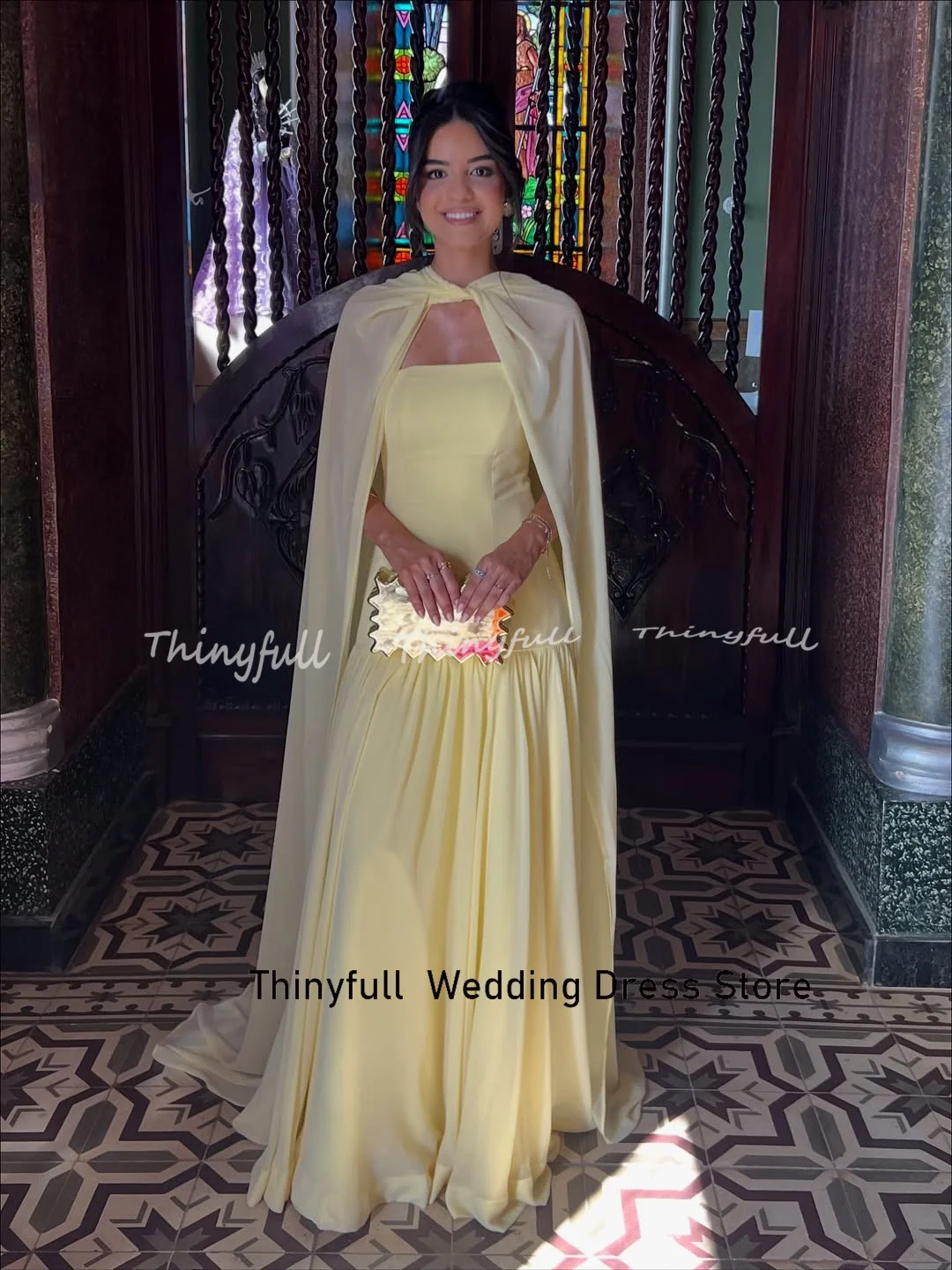 Thinyfull A-line Abito da ballo in chiffon senza maniche senza spalline 2026 Abito stile vacanza Abito lungo formale Robe De Soirée Personalizzato