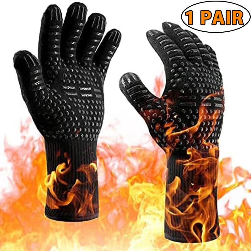 1 Stuk/1 Paar Ovenwanten, Ovenwanten, Hittebestendige Vuurvaste Antislip Siliconen Bbq Grill Handschoenen Voor Het Koken Van Barbecue Bakken - afbeelding 1