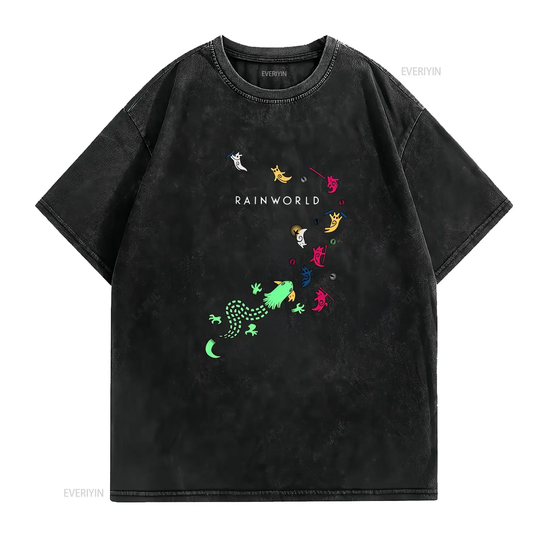 Rain World T Shirt Soft Breathable 100 Cotton Crew Neck with Vibrant Amphibian Characters Frog Toad Salamander Logo Print