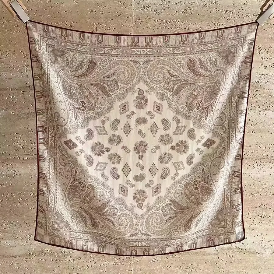 موضة 70% صوف 30% وشاح حريري للنساء شالات يلتف فولارد الأوشحة الفاخرة ساحة الباشمينا الإناث الحجاب باندانا منديل 62 سنتيمتر #4