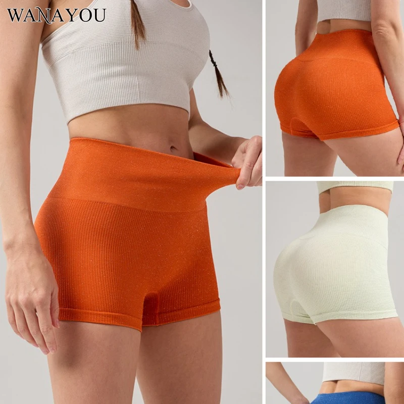 

WANAYOU Seamless Women's Yoga Shorts, High Waisted Sports Bodysuit, Hip Lifting Sports Shorts, Quick Drying, Breathable Running