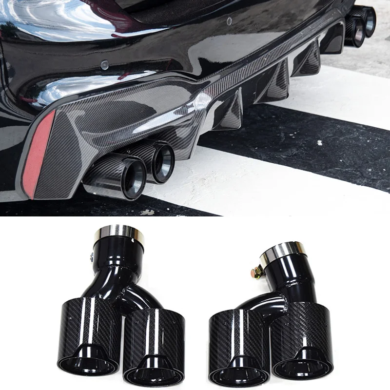 Quad Exhaust Tip Satinless Steel Muffler Tip H Shape Tailpipe For BMW G30 G31 525i 528i 530i 2018+ Up M5 Look Exhaust Pipe