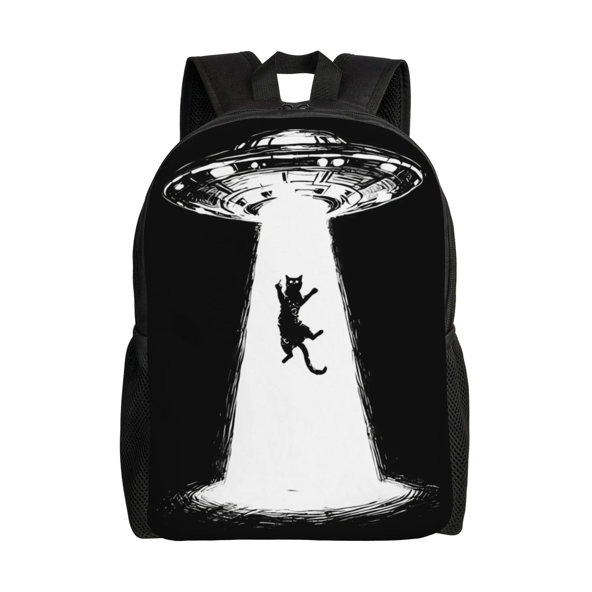 

Cat UFO Daypack Back to school season Abduction Alien Pet Vintage Backpack