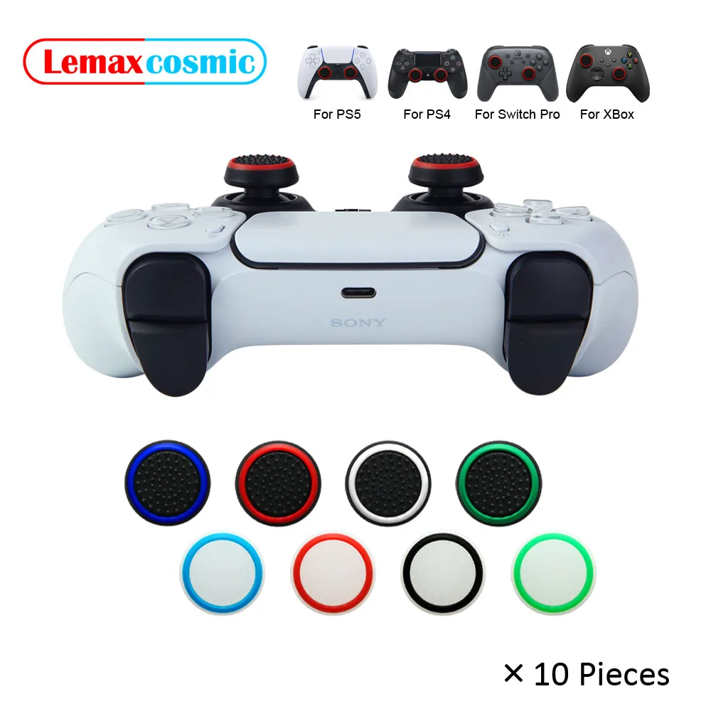 10 Piece Thumbstick Grip Cap Soft Silicone Joystick For Sony Playstation DualSense Dualshock 4 5 PS4 PS5 For Nintendo Switch Pro