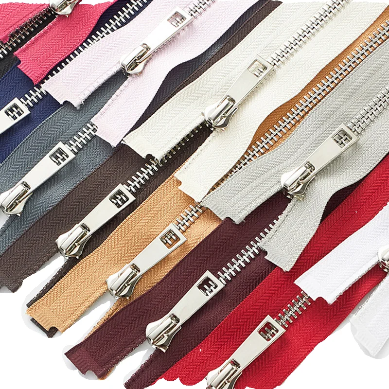 40-80cm (15-31 inch ) Metal Open-End Zip Zipper 5# For Apparel Outerwear Tailor Sewing Crafts Alloy Zippers Accessories 12 Color