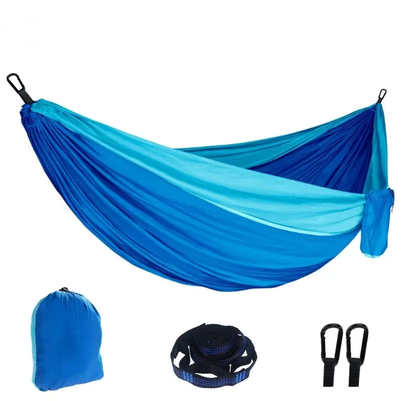 

Parachute Hammock with Hammock Straps and Black Carabiner Solid Color Camping Survival Travel Double Person Outdoor Furniture