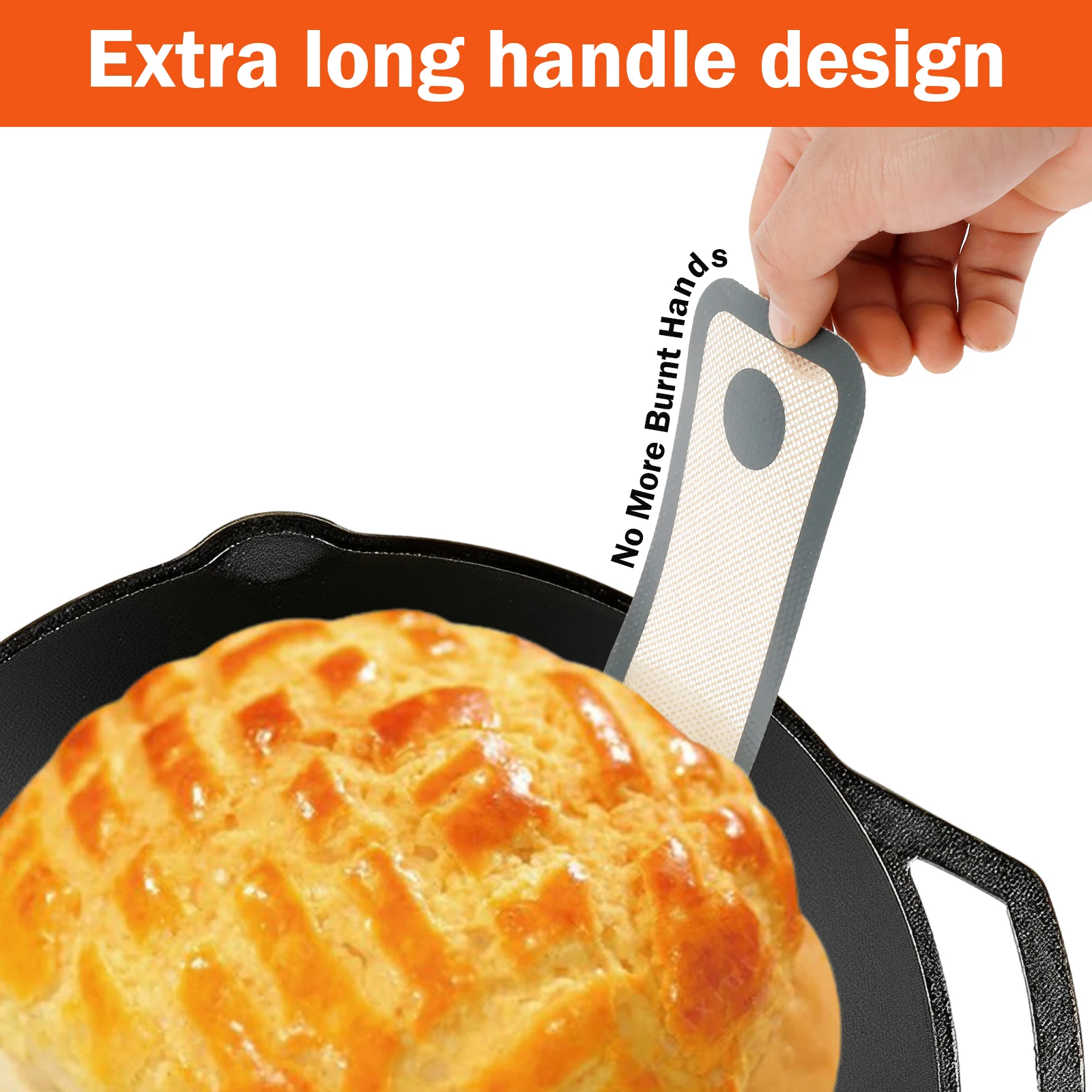 2Pcs Silicone Bread Sling Non-stick Bread Mat with Long Handle Heat-Resistant Sourdough Bread Baking Mat for Dough Pastry