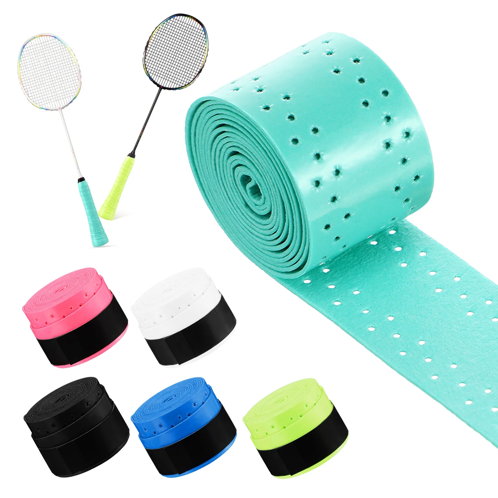 

6 Rolls Racket Grip Strap Badminton Pickleball Tennis Grips Pu Replacement Tape