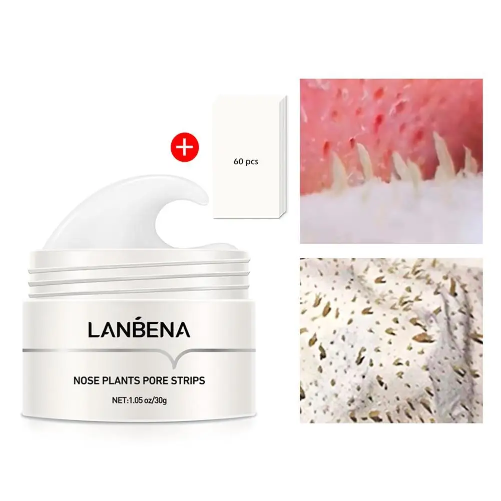 30g LANBENA Blackhead Remover Cream Paper Plant Pore Strips Nose Acne Cleansing Black Dots Peel Off Mud Mask Treatments Skin