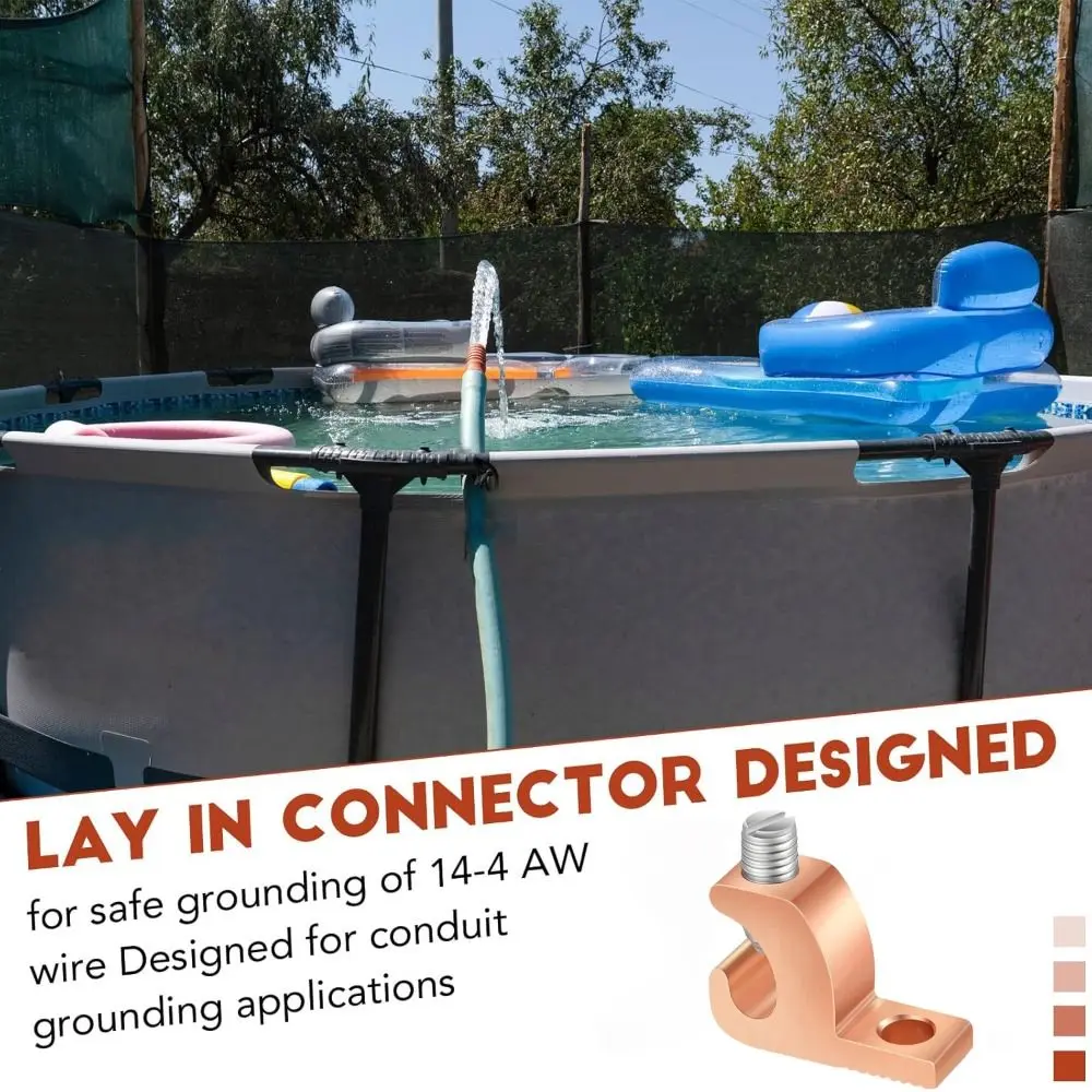 Pool Bonding Copper Lay in Connector AWG 4-14 Wire Range Bonding Lug Copper Conductor